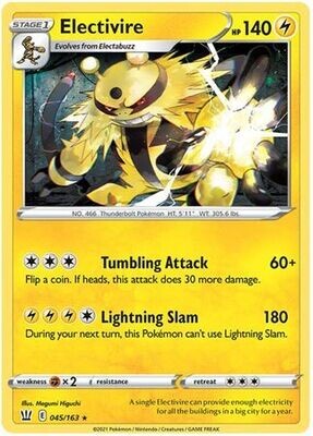 Electivire - 045/163 - Rare
Sword &amp; Shield: Battle Styles Singles