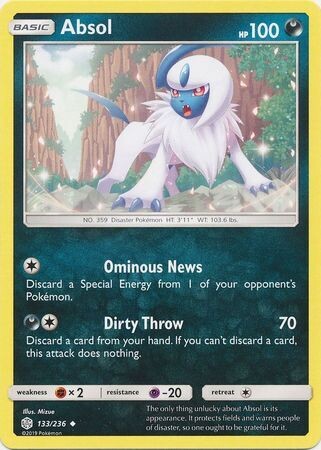 Absol - 133/236 - Uncommon
Sun &amp; Moon: Cosmic Eclipse Singles