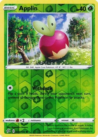 Applin - 021/192 - Common Reverse Holo
Sword &amp; Shield: Rebel Clash Reverse Holo Singles