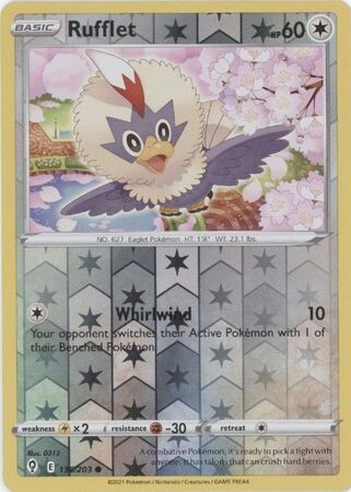 Rufflet - 136/203 - Common Reverse Holo
Sword &amp; Shield: Evolving Skies Reverse Holo Singles