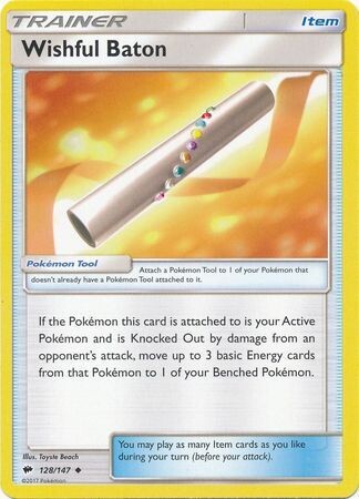 Wishful Baton - 128/147 - Uncommon Sun &amp; Moon: Burning Shadows Singles