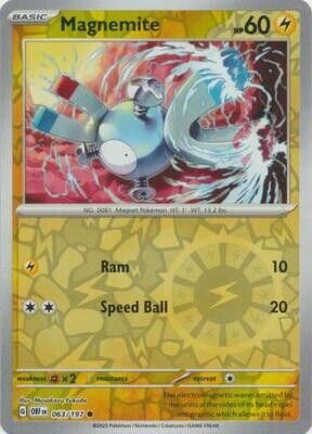 Magnemite - 063/197 - Common Reverse Holo Obsidian Flames Reverse Holo Singles