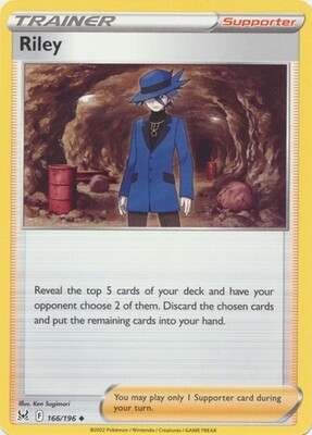 Riley - 166/196 - Uncommon Sword &amp; Shield: Lost Origin Singles