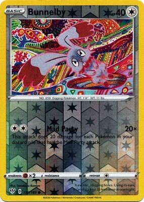 Bunnelby - 150/189 - Common Reverse Holo
Sword &amp; Shield: Darkness Ablaze Reverse Holo Singles