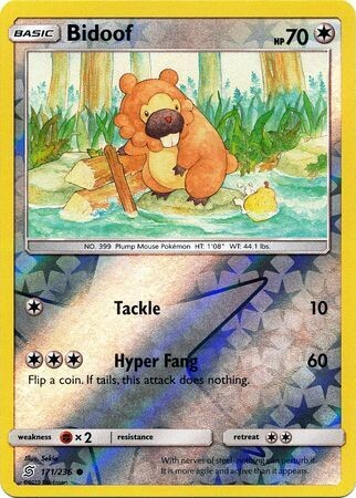 Bidoof - 171/236 - Common Reverse Holo Sun &amp; Moon: Unified Minds Reverse Holo Singles