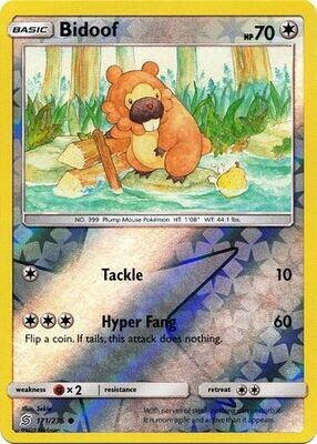 Bidoof - 171/236 - Common Reverse Holo Sun &amp; Moon: Unified Minds Reverse Holo Singles