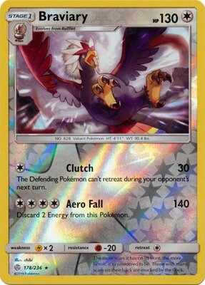 Braviary - 178/236 - Rare Reverse Holo
Sun &amp; Moon: Cosmic Eclipse Reverse Holo Singles