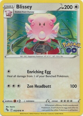 Blissey - 052/078 - Holo Rare
Pokemon Go Singles