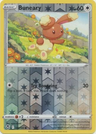 Buneary - 144/195 - Common Reverse Holo
Sword &amp; Shield: Silver Tempest Reverse Holo Singles