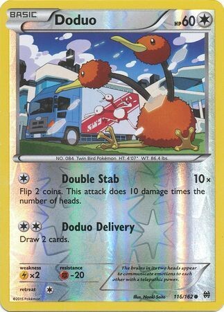 Doduo - 116/162 - Common Reverse Holo XY: Breakthrough Reverse Holo Singles