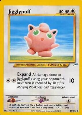Jigglypuff - 44/105 - Uncommon Unlimited
Neo Destiny Unlimited Singles