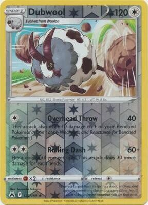 Dubwool - 122/159 - Rare Reverse Holo
Crown Zenith Reverse Holo Singles