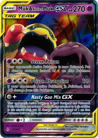 SJ Muk &amp; Alolan Muk GX - 61/214 - Ultra Rare
Sun &amp; Moon: Unbroken Bonds Singles