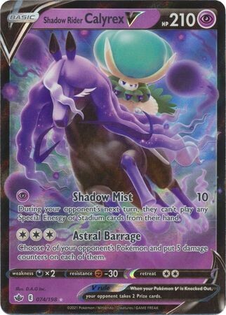 Shadow Rider Calyrex V - 074/198 - Ultra Rare
Sword &amp; Shield: Chilling Reign Singles