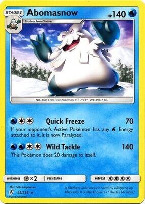 Abomasnow - 42/236 - Rare Sun &amp; Moon: Unified Minds Singles
