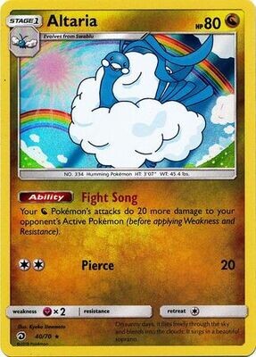 Altaria - 40/70 - Holo Rare Sun &amp; Moon: Dragon Majesty Singles