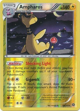 Ampharos - 40/114 - Holo Rare Reverse Holo XY: Steam Siege Reverse Holo Singles