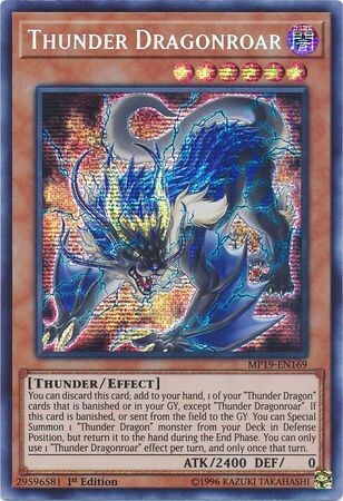 Thunder Dragonroar - MP19-EN169 - Prismatic Secret Rare 1st Edition Yu-Gi-Oh! 2019 Mega-Tins: Gold Sarcophagus Tin Mega Pack Singles (Espanol)