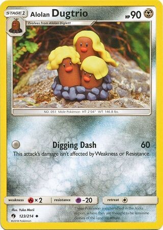 Alolan Dugtrio - 123/214 - Uncommon
Sun &amp; Moon: Lost Thunder Singles