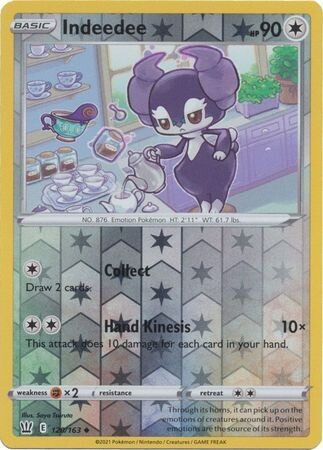 Indeedee - 120/163 - Uncommon Reverse Holo
Sword &amp; Shield: Battle Styles Reverse Holo Singles