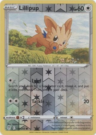 Lillipup - 133/203 - Common Reverse Holo
Sword &amp; Shield: Evolving Skies Reverse Holo Singles