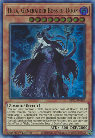 Hela, Generaider Boss of Doom - GFP2-EN090 - Ultra Rare 1st Edition Ghosts From The Past: The 2nd Haunting 1st Edition Singles