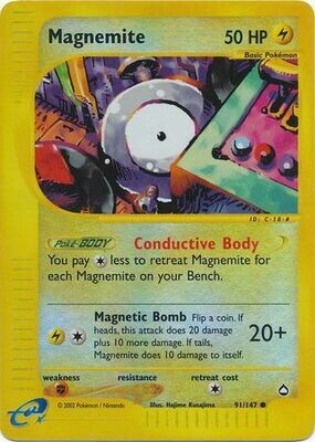Magnemite - 91/147 - Common Reverse Holo
Aquapolis Reverse Holo Singles (Danada)