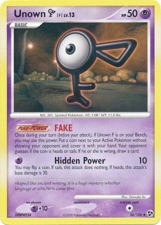 Unown F - 56/106 - Uncommon
Diamond &amp; Pearl: Great Encounters Singles