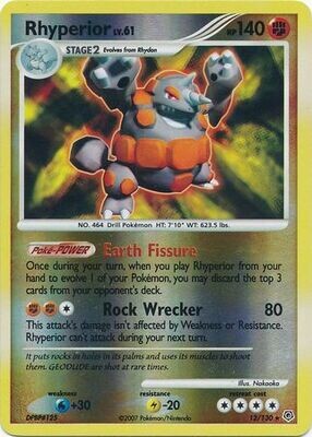 Rhyperior - 12/130 - Holo Rare Reverse Holo
Diamond &amp; Pearl (Base Set) Reverse Holo Singles