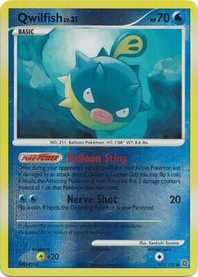Qwilfish - 101/132 - Common Reverse Holo
Diamond &amp; Pearl: Secret Wonders Reverse Holo Singles
