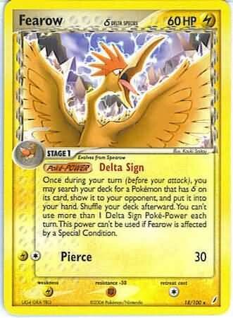 Fearow (Delta Species) - 18/100 - Rare
Ex Crystal Guardians Singles