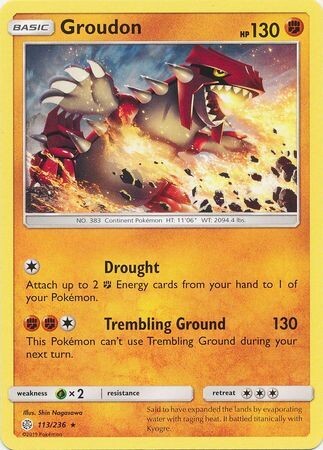 Groudon - 113/236 - Rare Sun &amp; Moon: Cosmic Eclipse Singles *Espanol*