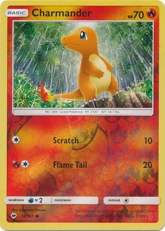 Charmander - 18/147 - Common Reverse Holo
Sun &amp; Moon: Burning Shadows Reverse Holo Singles