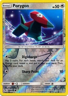 Porygon - 154/214 - Common Reverse Holo
Sun &amp; Moon: Unbroken Bonds Reverse Holo Singles
