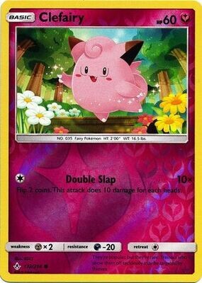 Clefairy - 132/214 - Common Reverse Holo
Sun &amp; Moon: Unbroken Bonds Reverse Holo Singles