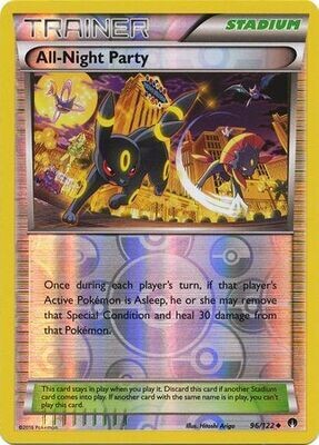 All-Night Party - 96/122 - Uncommon Reverse Holo
XY: Breakpoint Reverse Holo Singles
