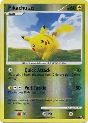 Pikachu - 70/100 - Common Reverse Holo
Diamond &amp; Pearl: Majestic Dawn Reverse Holo Singles (Danado)