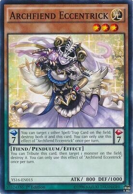 SJ Archfiend Eccentrick - YS16-EN015 - Common 1st Edition
Starter Deck Yuya 1st Edition Singles (Espanol)