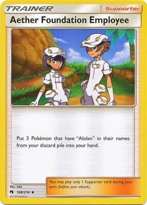 Aether Foundation Employee - 168/214 - Uncommon Sun &amp; Moon: Lost Thunder Singles (Español)