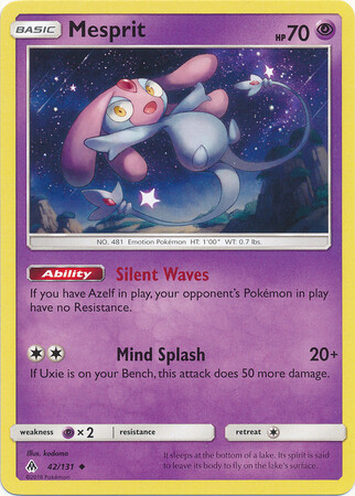 Mesprit - 42/131 - Uncommon
Sun &amp; Moon: Forbidden Light Singles