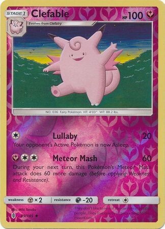 Clefable - 89/145 - Uncommon Reverse Holo
Sun &amp; Moon: Guardians Rising Reverse Holo Singles