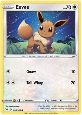Eevee - 130/185 - Common
Sword &amp; Shield: Vivid Voltage Singles
