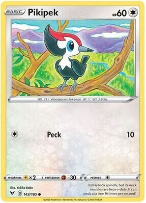 Pikipek - 143/185 - Common
Sword &amp; Shield: Vivid Voltage Singles