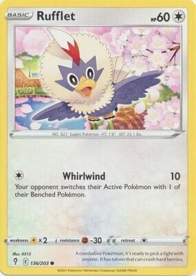 Rufflet - 136/203 - Common Sword &amp; Shield: Evolving Skies Singles *Espanol*