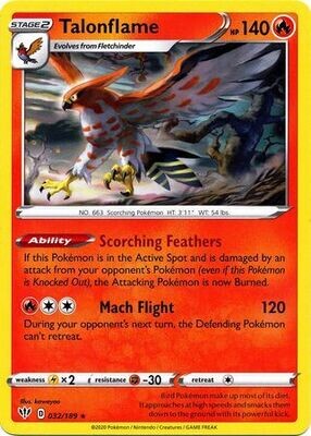 Talonflame - 032/189 - Rare
Sword &amp; Shield: Darkness Ablaze Singles