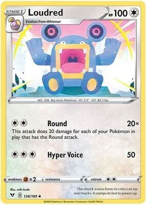 Loudred - 136/185 - Uncommon
Sword &amp; Shield: Vivid Voltage Singles
