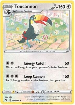 Toucannon - 145/185 - Rare Sword &amp; Shield: Vivid Voltage Singles *Espanol*