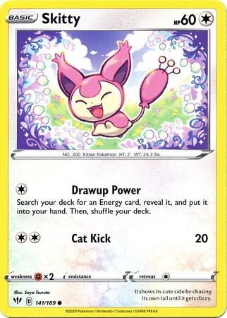Skitty - 141/189 - Common Sword &amp; Shield: Darkness Ablaze Singles