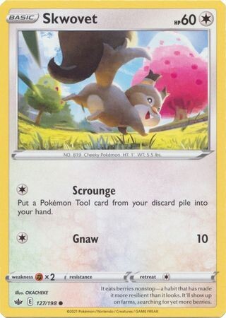 Skwovet - 127/198 - Common
Sword &amp; Shield: Chilling Reign Singles