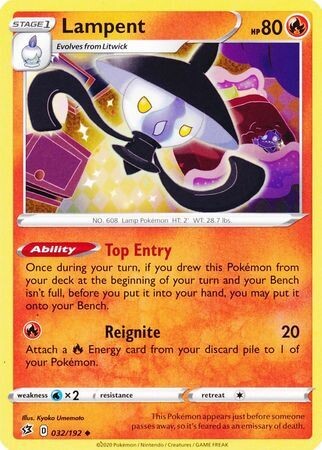 Lampent - 032/192 - Uncommon Sword &amp; Shield: Rebel Clash Singles